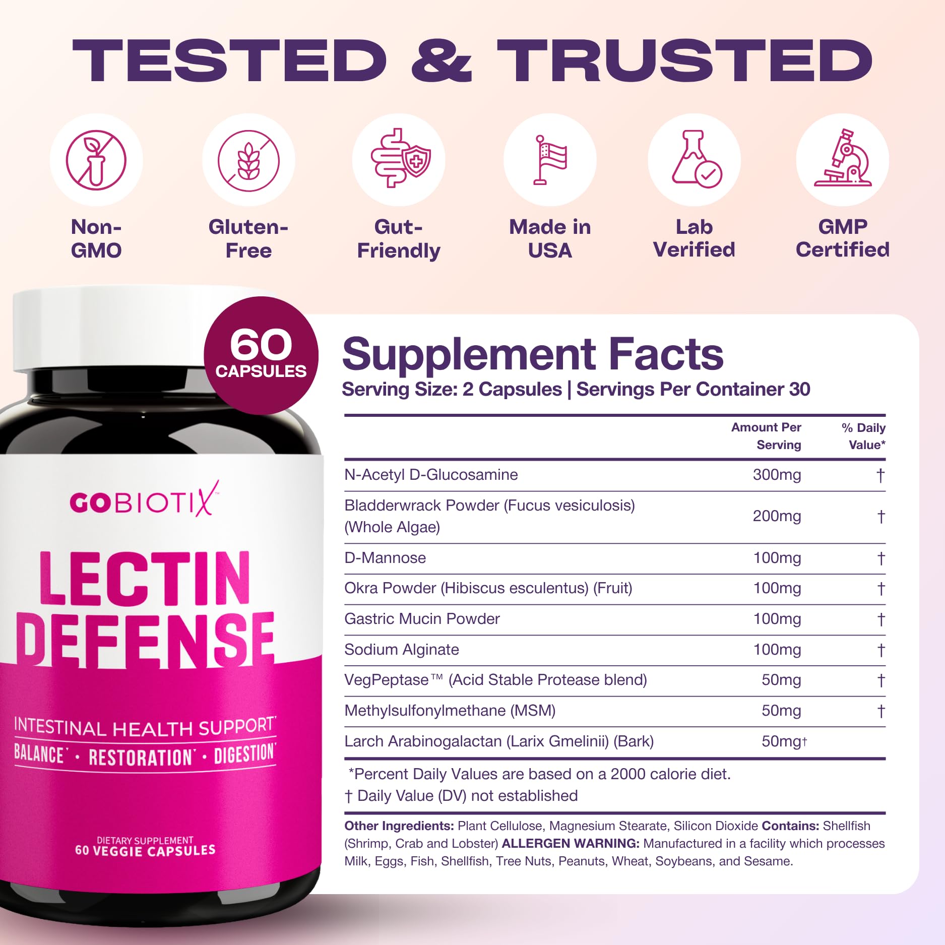 GOBIOTIX etiqueta con lista de ingredientes, aporta transparencia y confianza