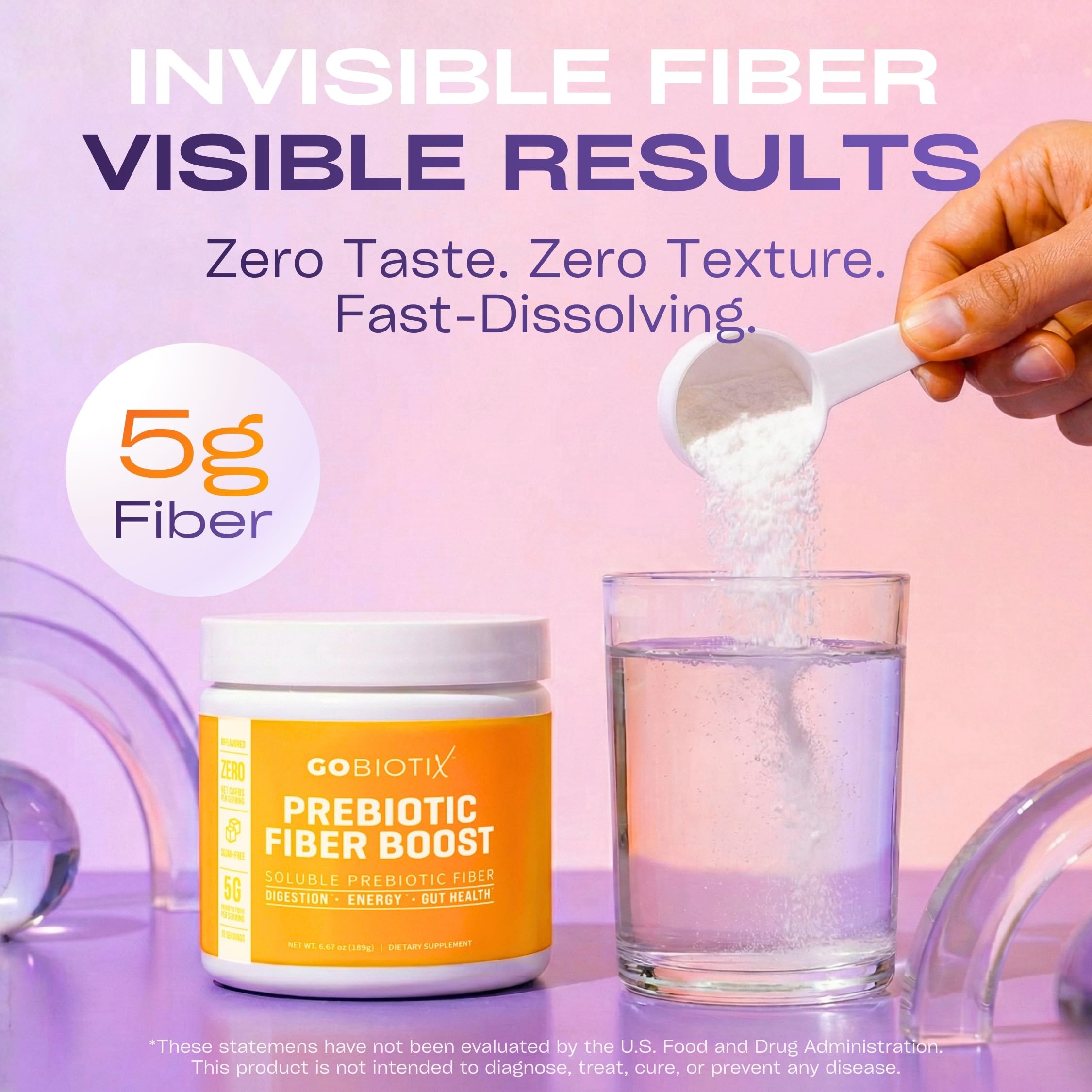 GOBIOTIX polvo de fibra en primer plano con textura fina y disolución fácil