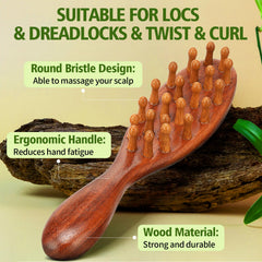Goiple peine-detangler de madera visto de frente que indica control sin tirones