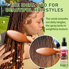 Goiple peine de madera desenredando locs para mejor distribución y menos frizz