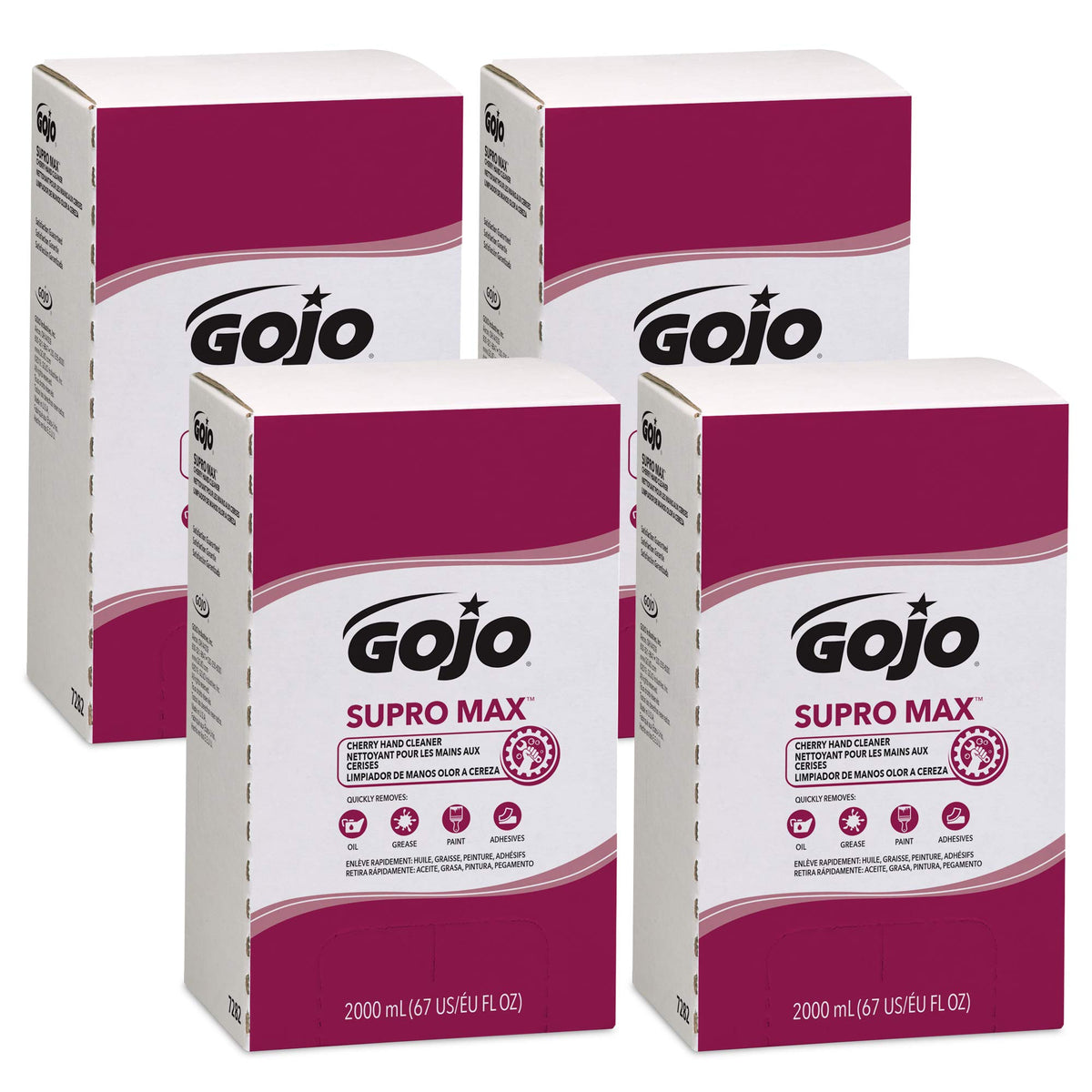 GOJO recambio frontal del envase mostrando capacidad y sello sanitario