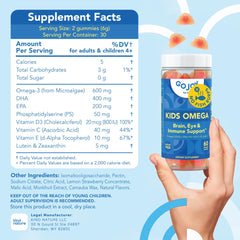 GOJOY NATURALS etiqueta nutricional legible con información de DHA y EPA