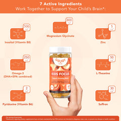 GOJOY NATURALS etiqueta con ingredientes clave y dosis pediátrica