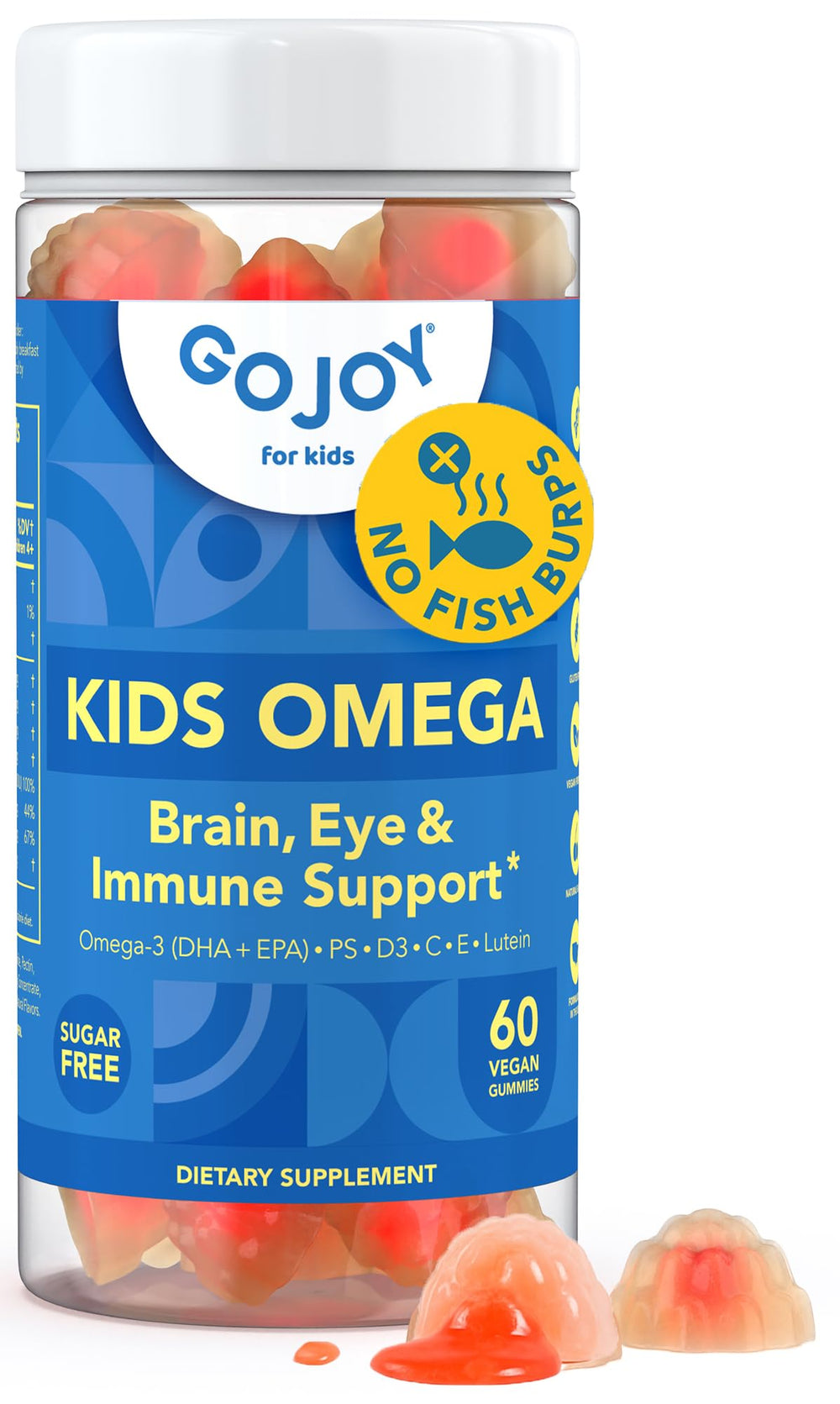 GOJOY NATURALS frente del envase que destaca fórmula vegana y sin azúcar