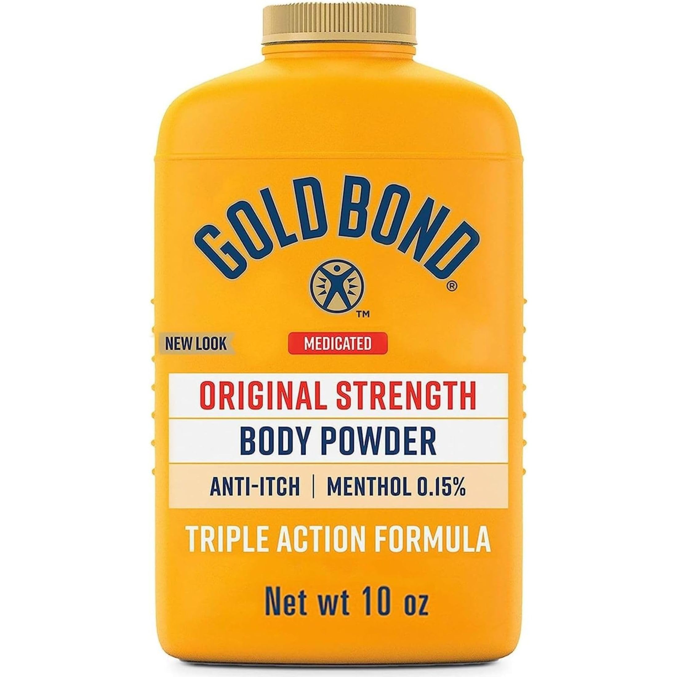 Gold Bond primer plano de la textura del polvo, absorción uniforme y suave