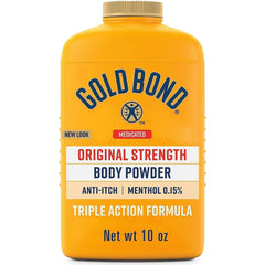 Gold Bond primer plano de la textura del polvo, absorción uniforme y suave
