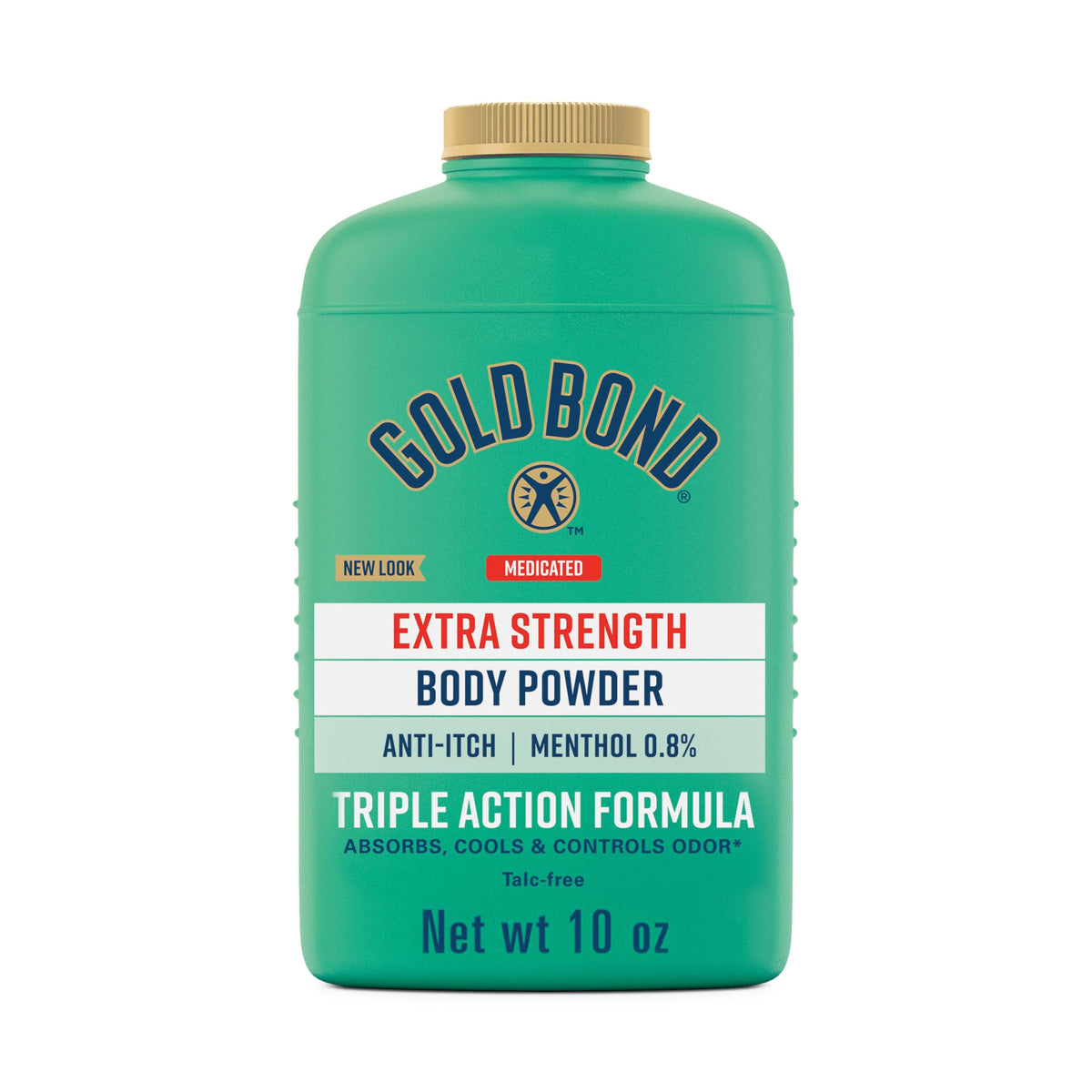 Gold Bond frente del envase mostrando el envase de 10 oz y beneficio de frescor
