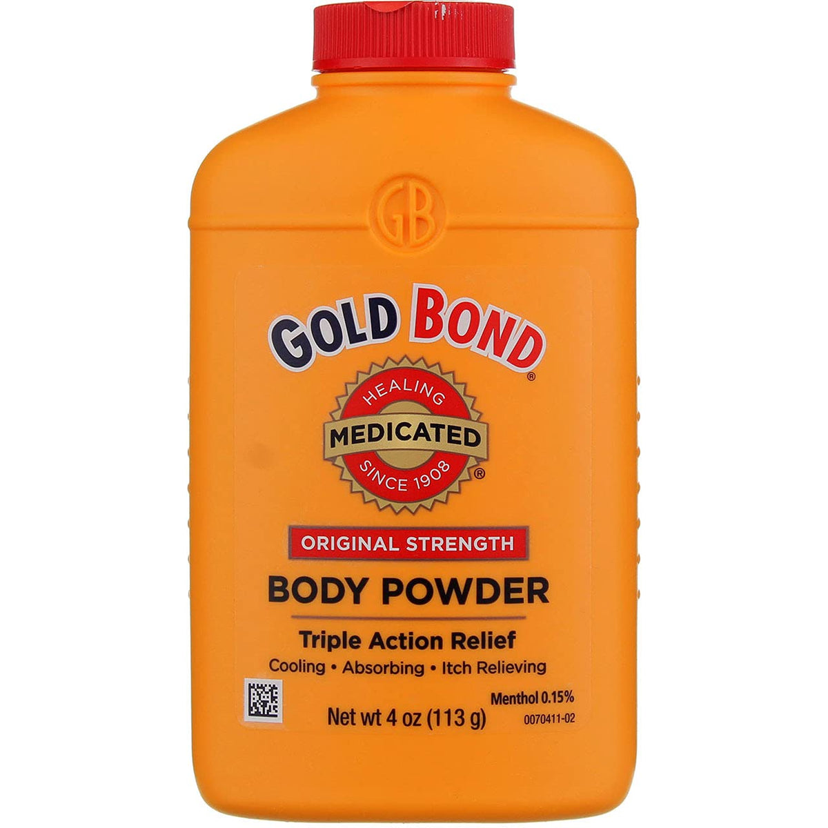 Gold Bond frente del empaque mostrando dos envases y beneficio de frescor