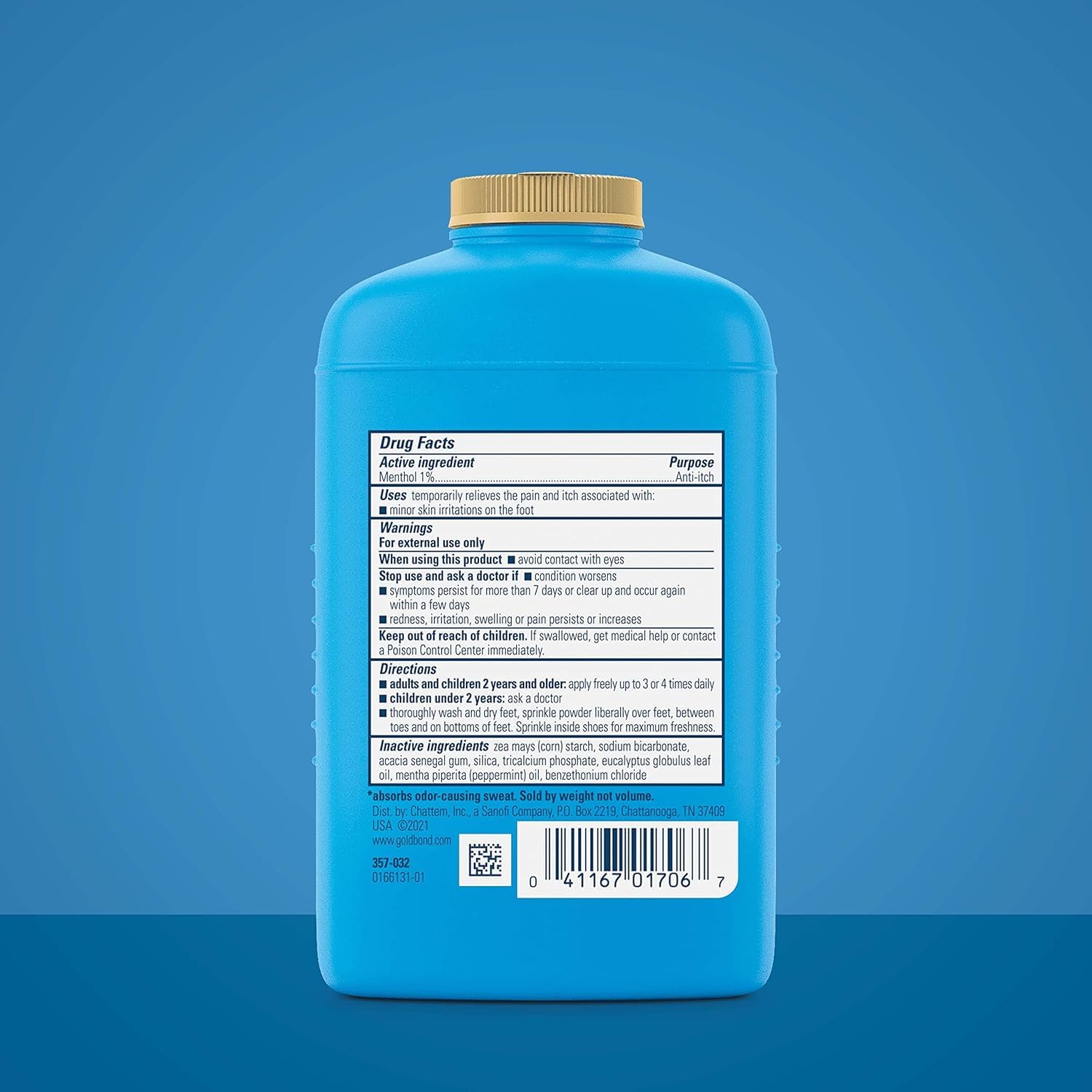 Gold Bond primer plano de la textura del polvo que absorbe humedad