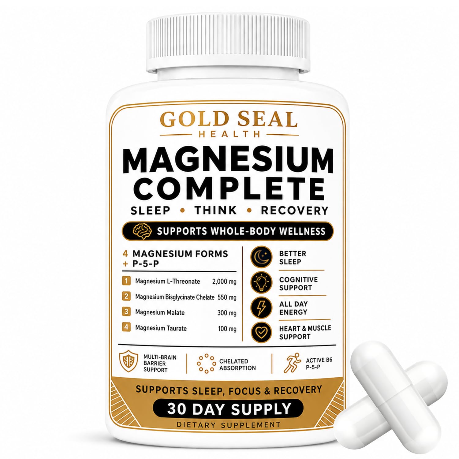 Gold Seal imagen frontal del frasco mostrando el envase y beneficios