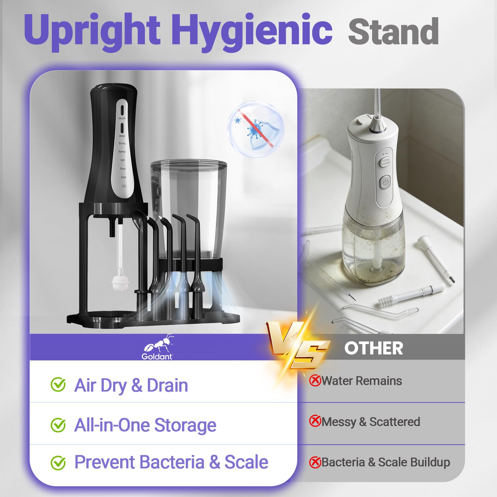 GOLDANT boquilla 360º en primer plano que mejora la limpieza interdental