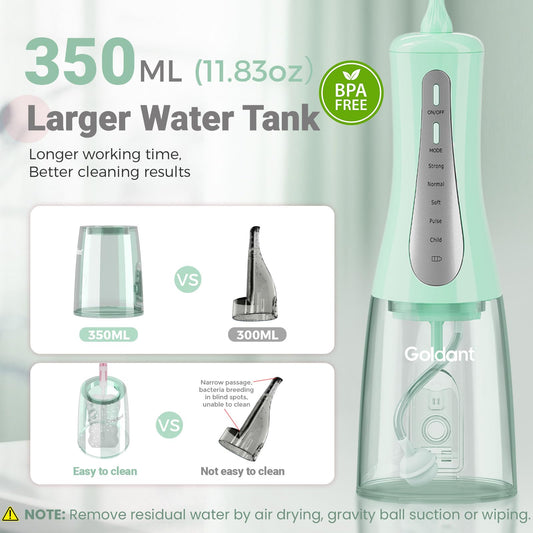 GOLDANT detalle del tanque de 350 ml que permite sesiones largas