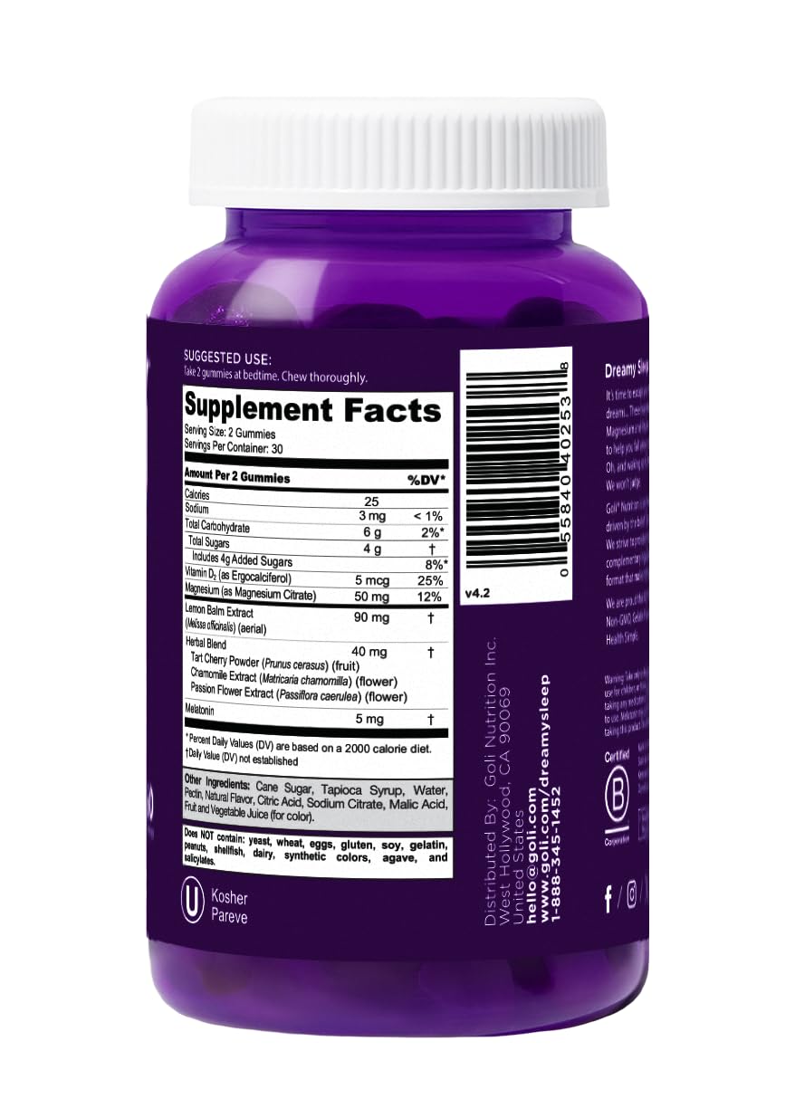 Ingredientes botánicos cerca de Goli Dreamy resaltando formulación limpia