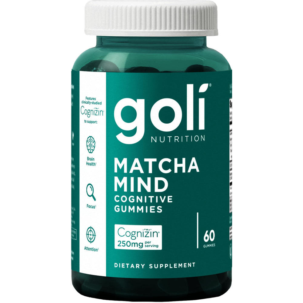Goli Matcha Mind Gummies en envase práctico para llevar a diario.