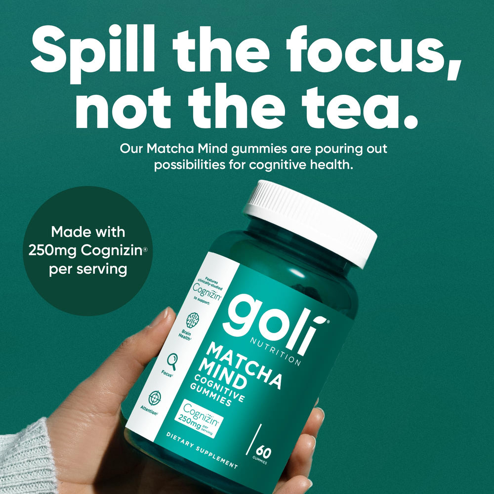 Goli Matcha Mind Gummies sabor suave para un snack consciente.