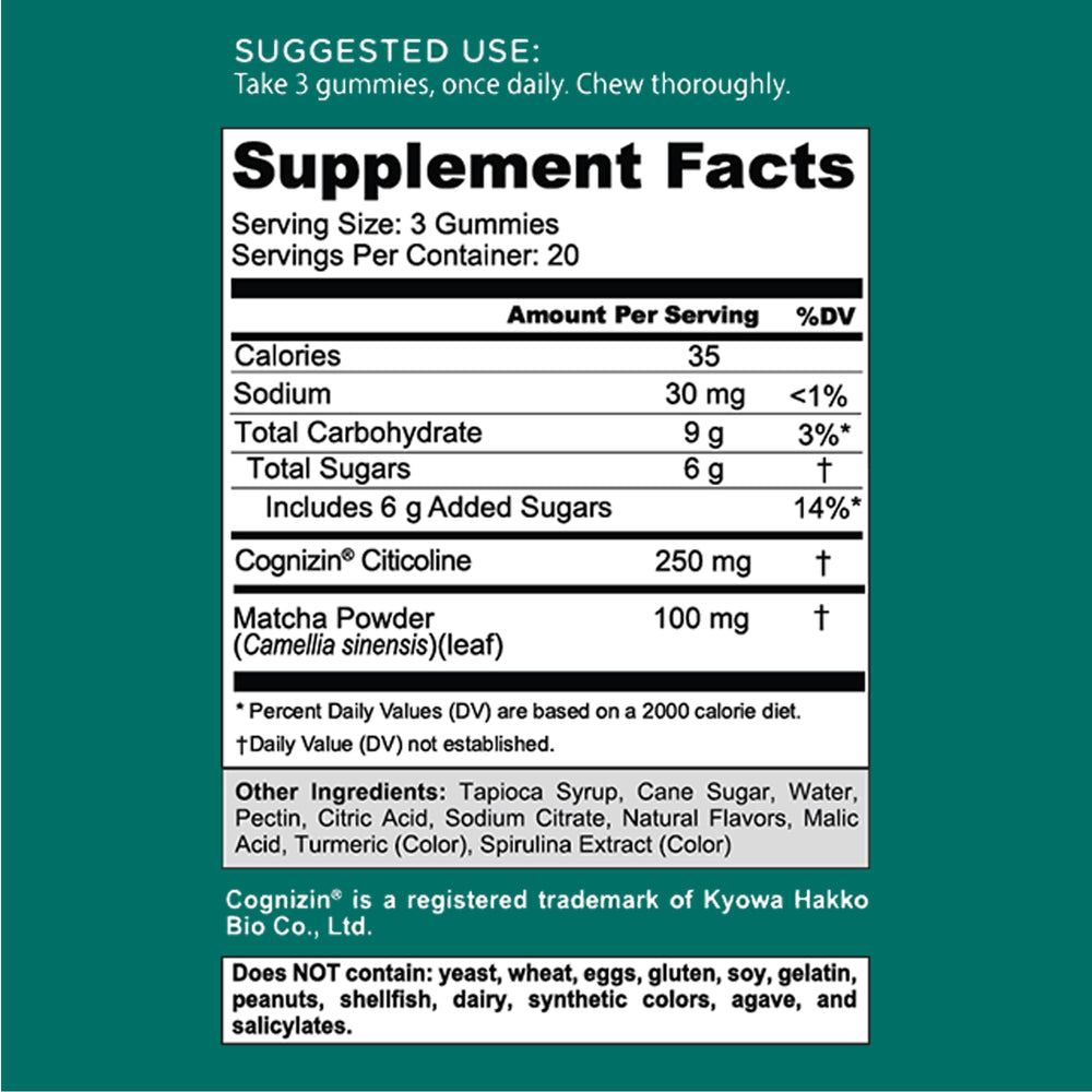 Goli Matcha Mind Gummies versión vegana para dietas sin productos animales.