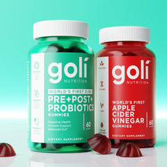 Frascos Goli sobre encimera de cocina transmitiendo uso cotidiano
