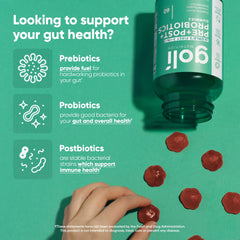 Close-up of Goli gummies shows texture and vibrant natural flavor