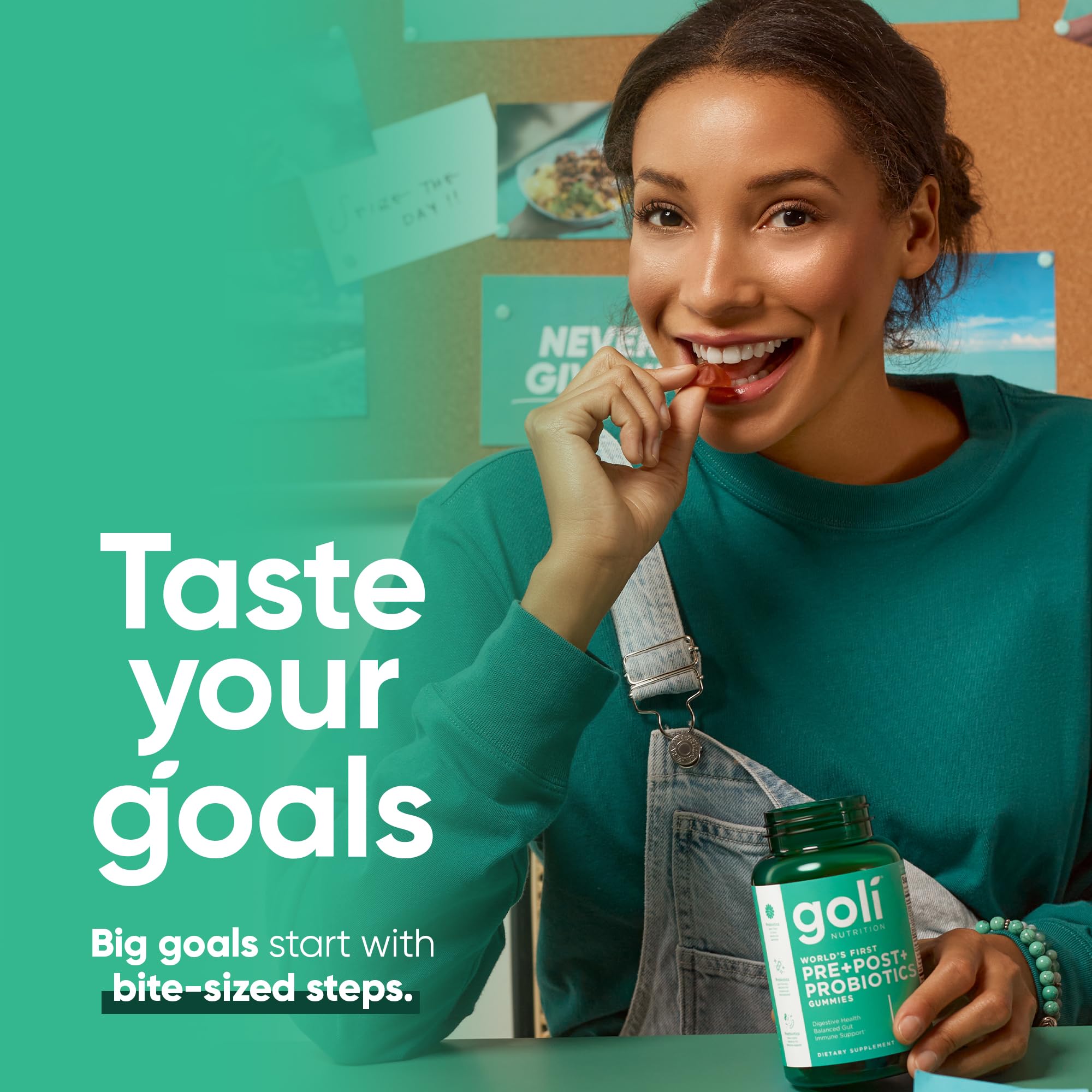 Ingredients panel shows pectin-based, gelatin-free gummies