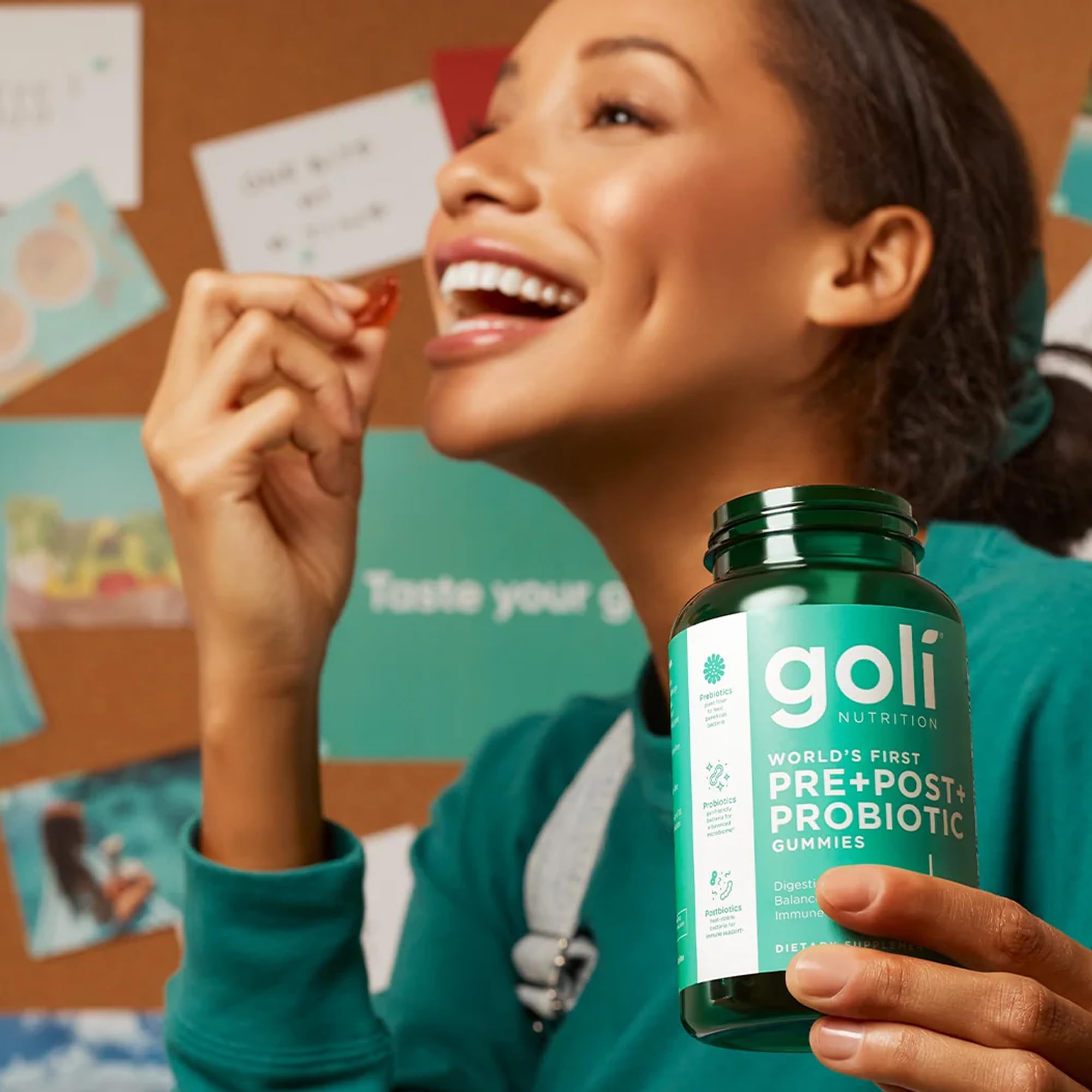 Gominola junto a una moneda para comparar tamaño Goli práctico