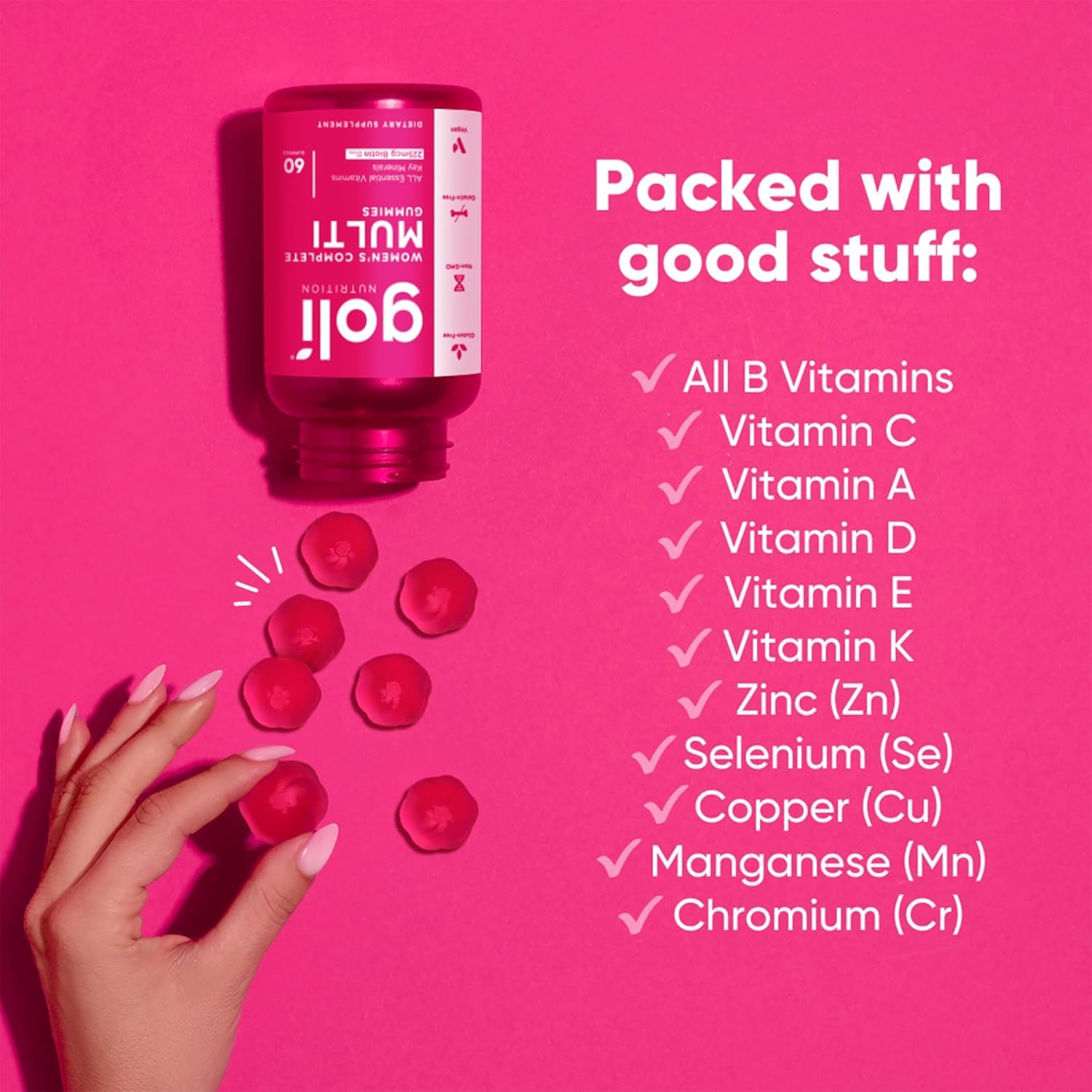 Goli etiqueta posterior con tabla nutricional y lista de ingredientes