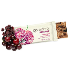 GoMacro barra cortada mostrando interior suave y masticable, energía práctica