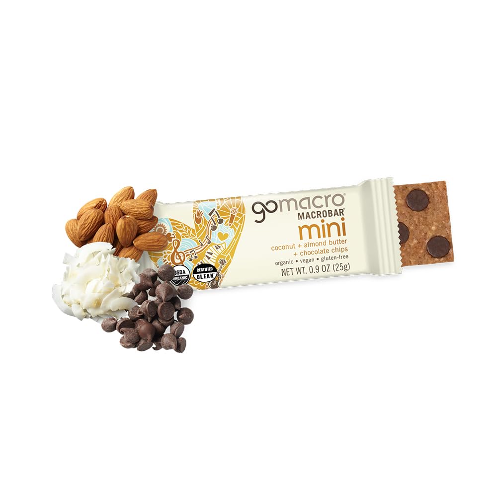 GoMacro textura de coco y almendra en primer plano, muestra sabor natural