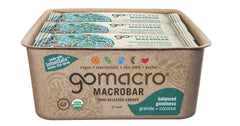GoMacro etiqueta con certificaciones orgánico, vegano y sin gluten visible