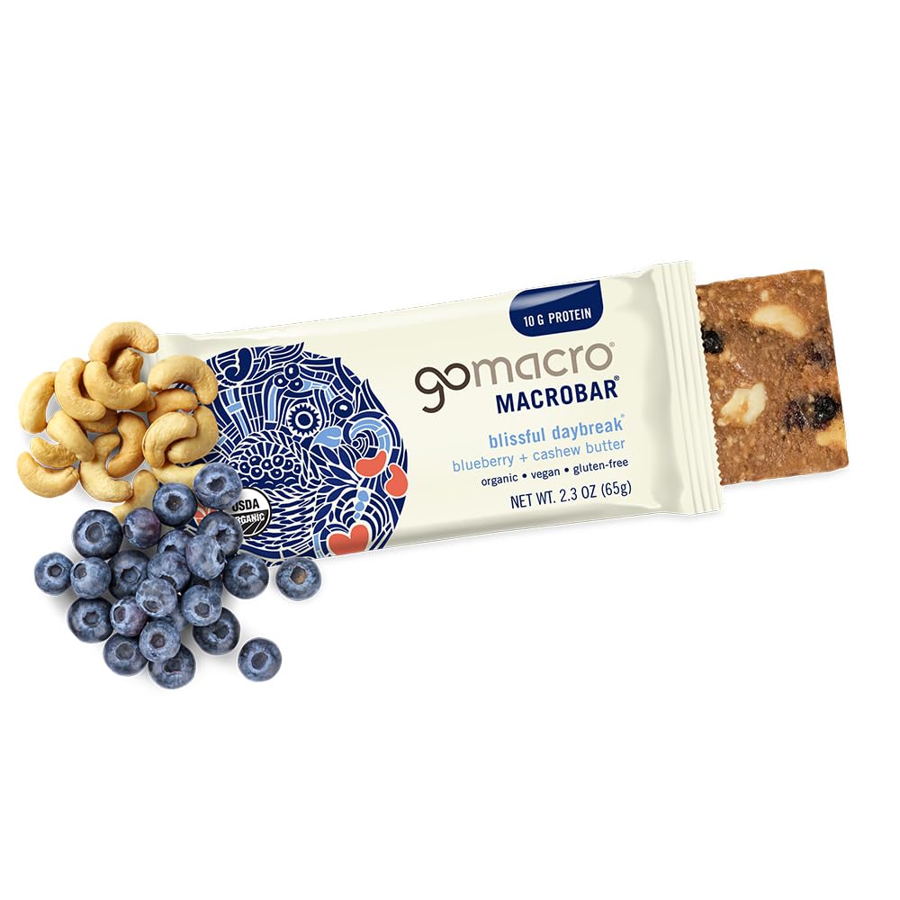 GoMacro barra abierta mostrando interior cremoso y crujiente para saciedad