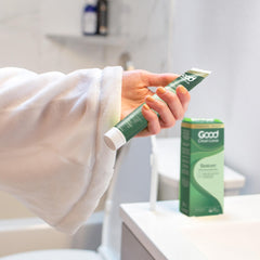 Detalle del embalaje Good Clean Love enfatizando cuidado y calidad