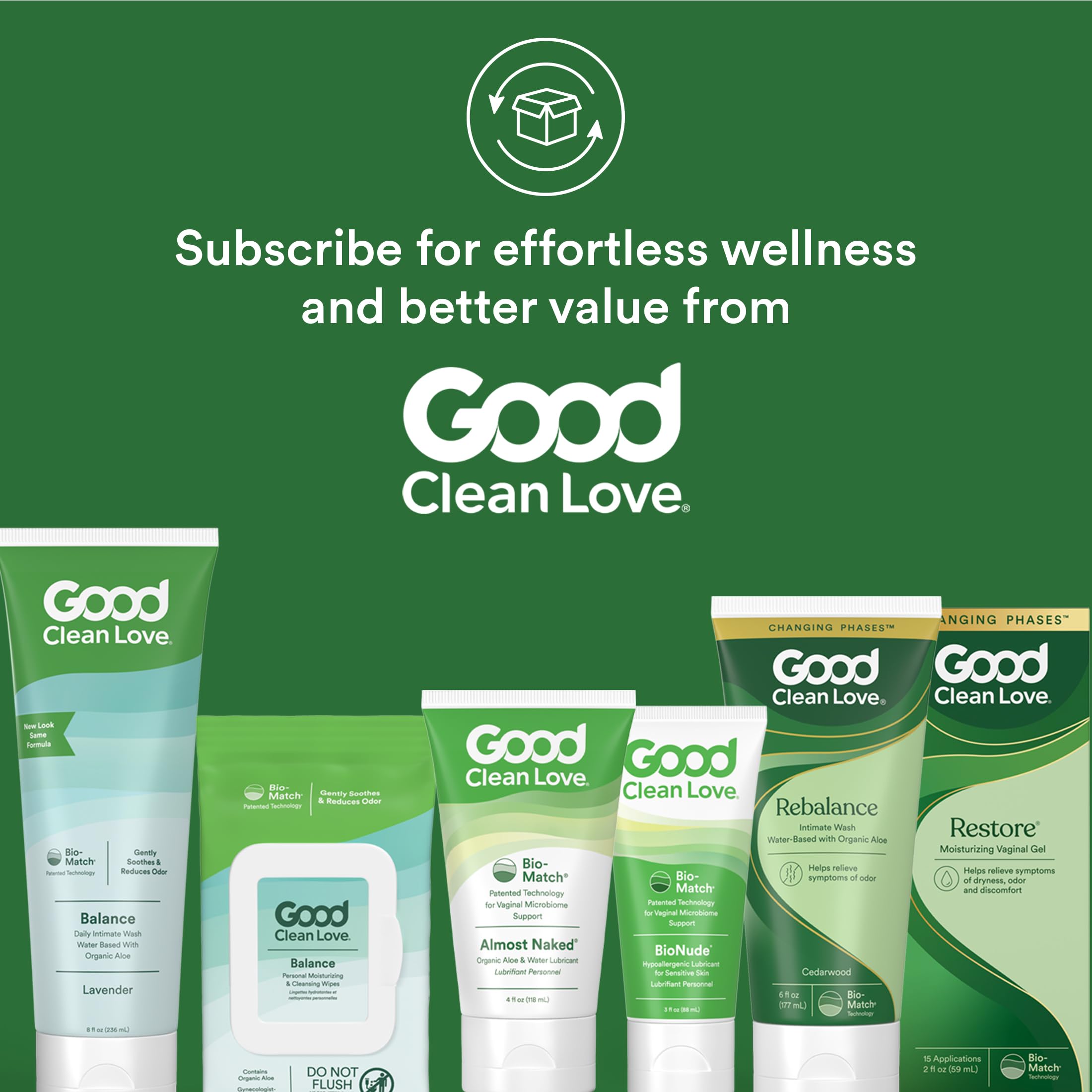 Good Clean Love botanicals aloe vera y manzanilla para confort en piel