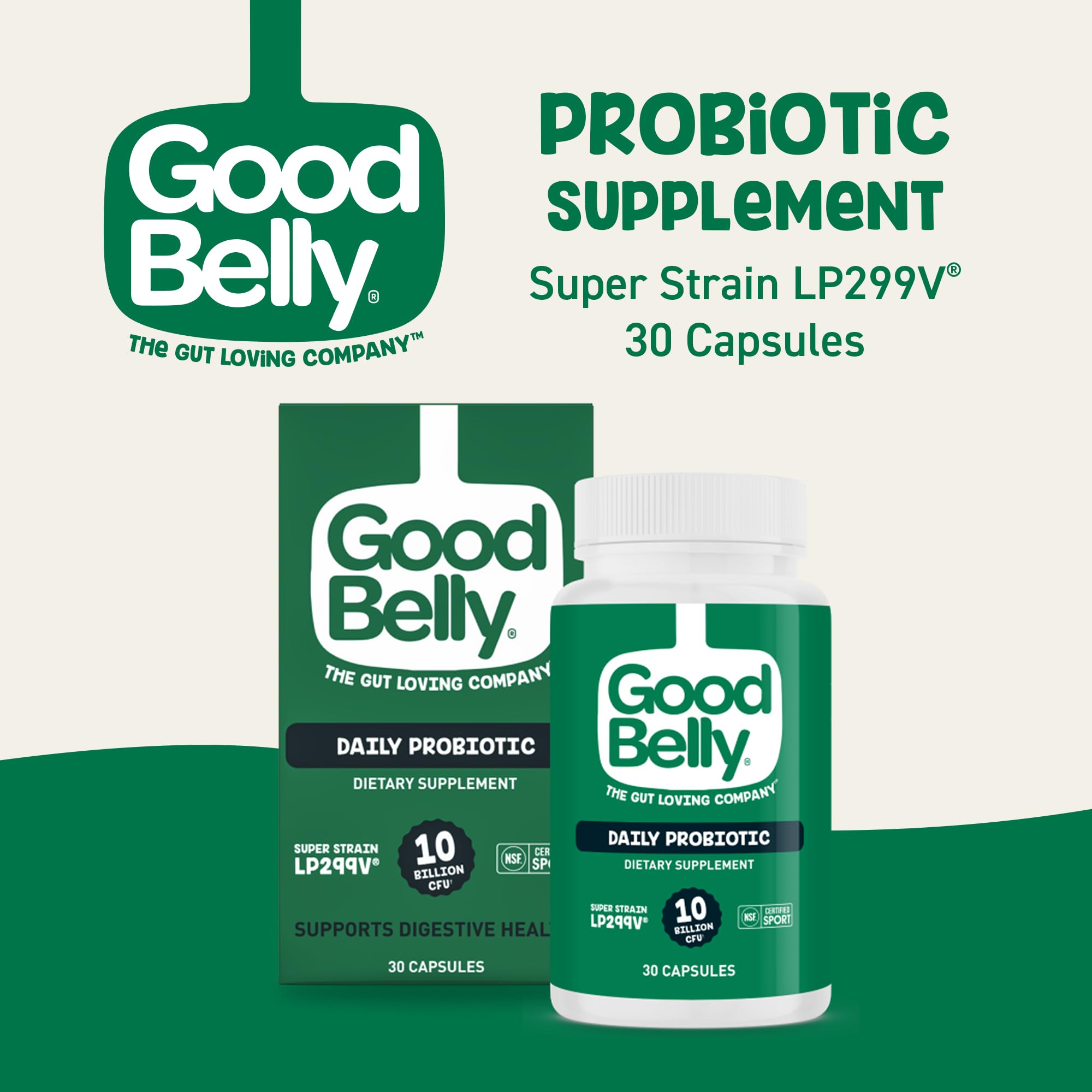 GoodBelly cápsula en mano para fácil ingesta diaria