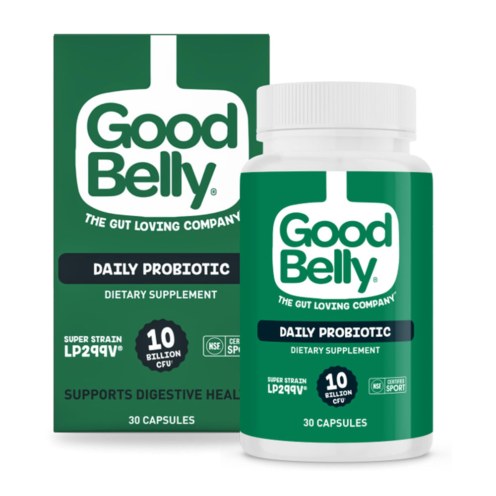 GoodBelly envase frontal mostrando beneficios digestivos
