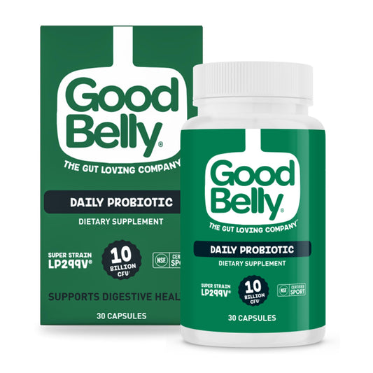 GoodBelly envase frontal mostrando beneficios digestivos