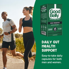 GoodBelly cápsula junto a monedas para mostrar tamaño práctico