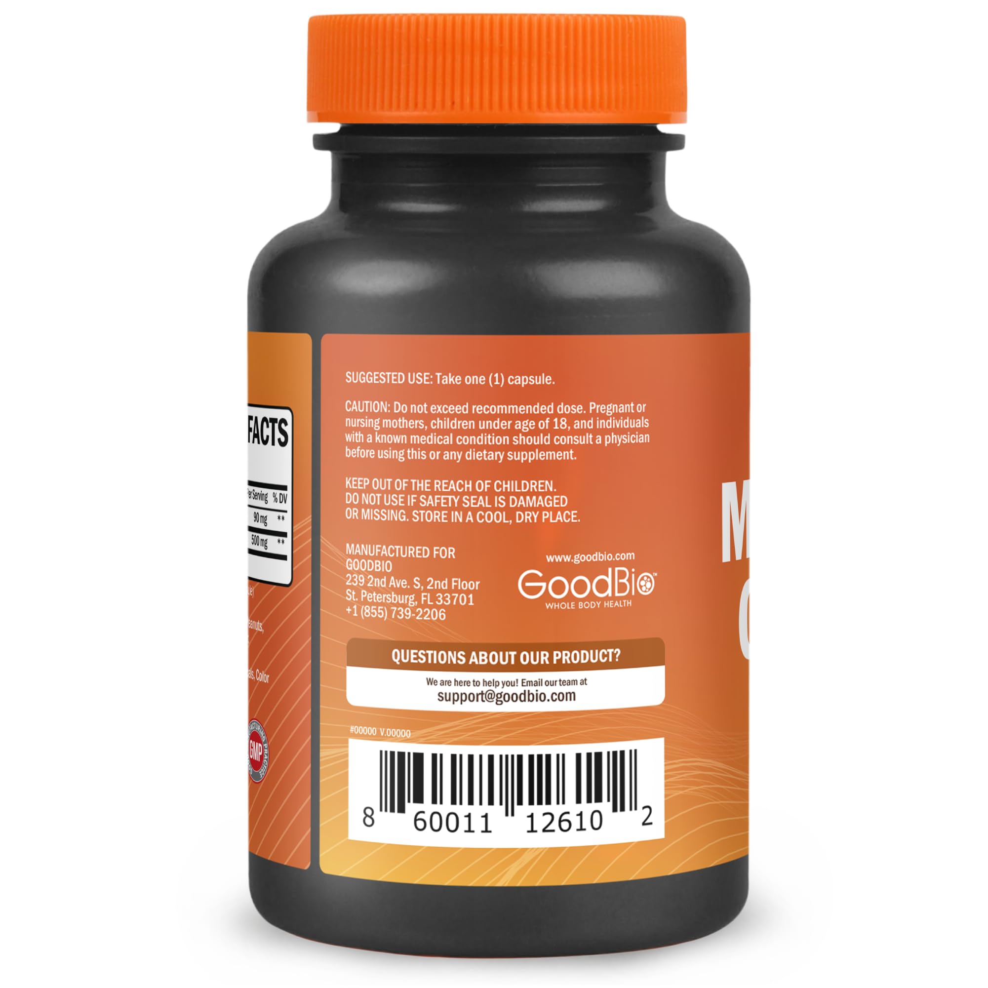 GOODBIO cápsula junto a moneda para comparar tamaño y portabilidad