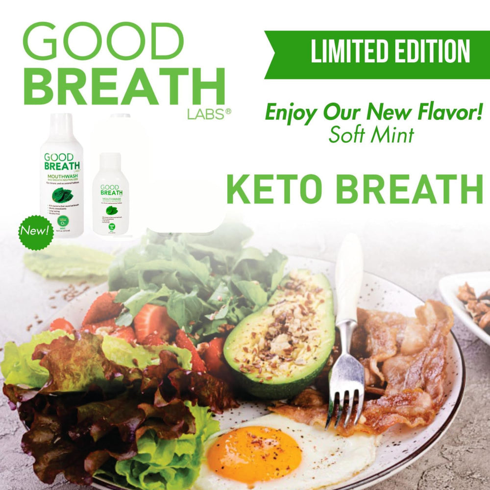 Good Breath Labs persona enjuagándose para frescura inmediata, beneficio de uso diario