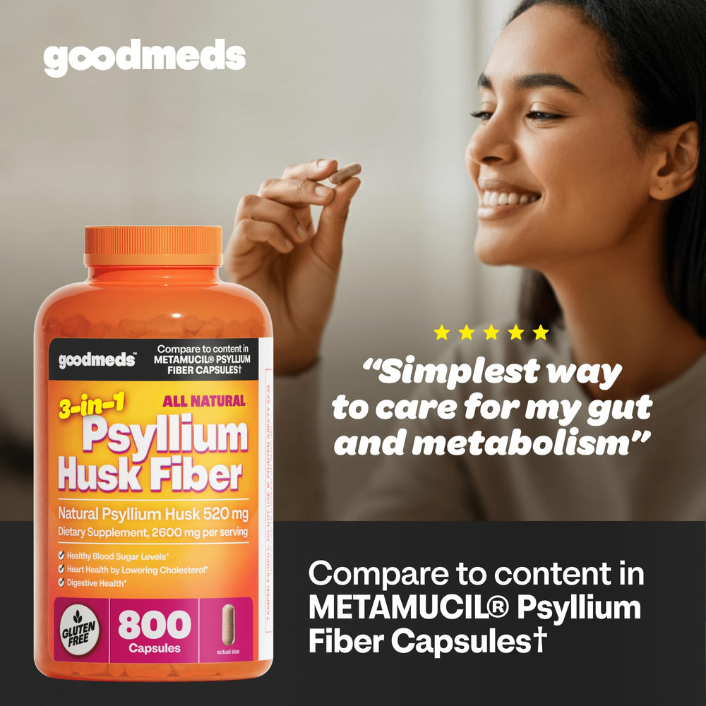 GoodMeds cápsulas en mano resaltando textura suave y fácil ingestión
