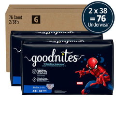 GoodNites primer plano del estampado Spiderman, diseño que gusta a los niños