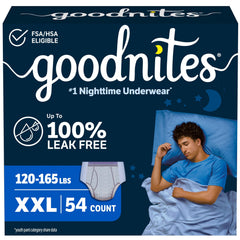 GoodNites empaque frontal XXL mostrando cantidad y protección