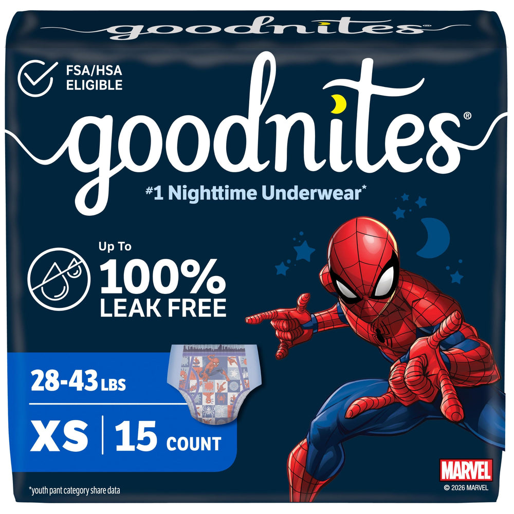 GoodNites empaque frontal mostrando unidades y beneficio de protección