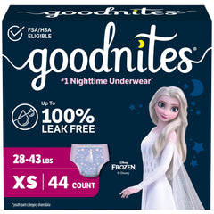 GoodNites paquete frontal mostrando diseño Frozen y cantidad 44 unidades