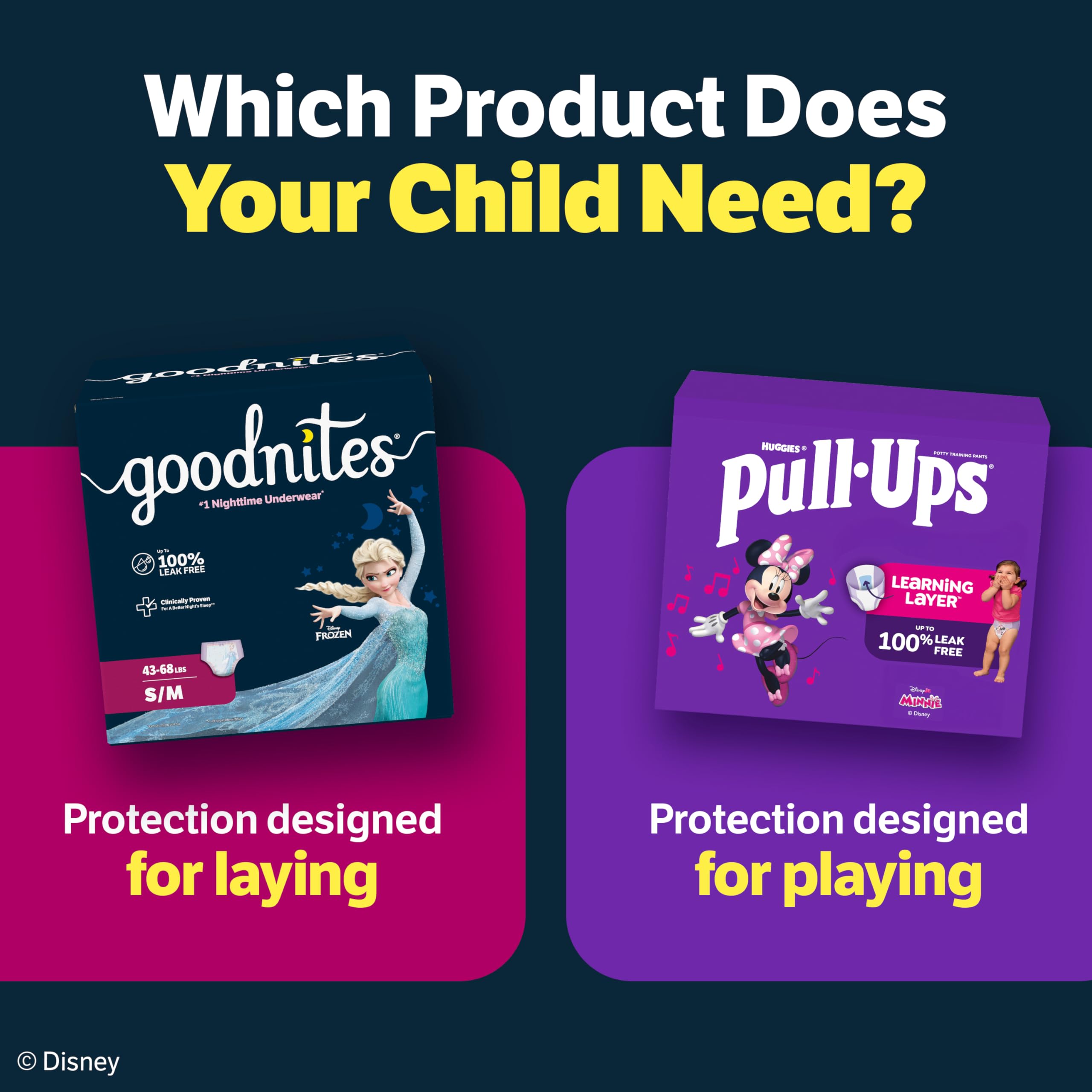 GoodNites material suave sostenido por mano para tacto delicado