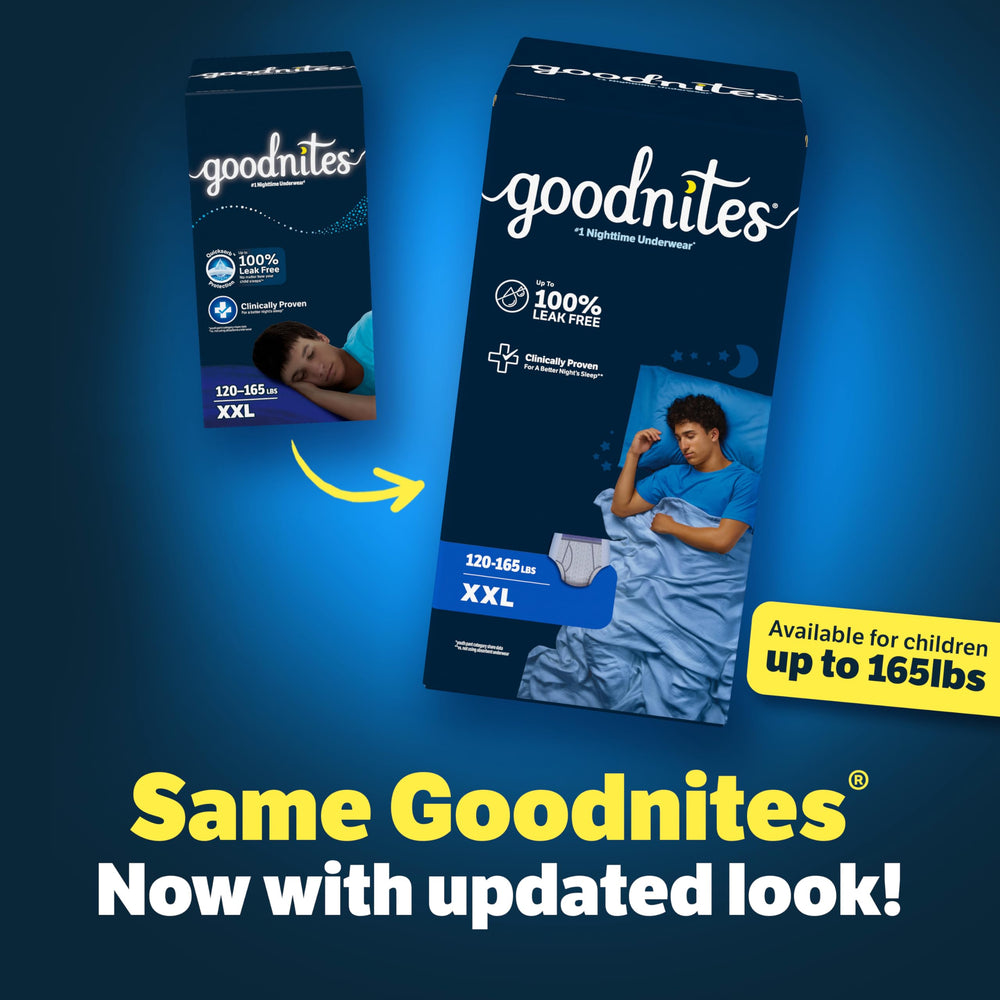 GoodNites protección frontal reforzada para chicos que reduce filtraciones nocturnas