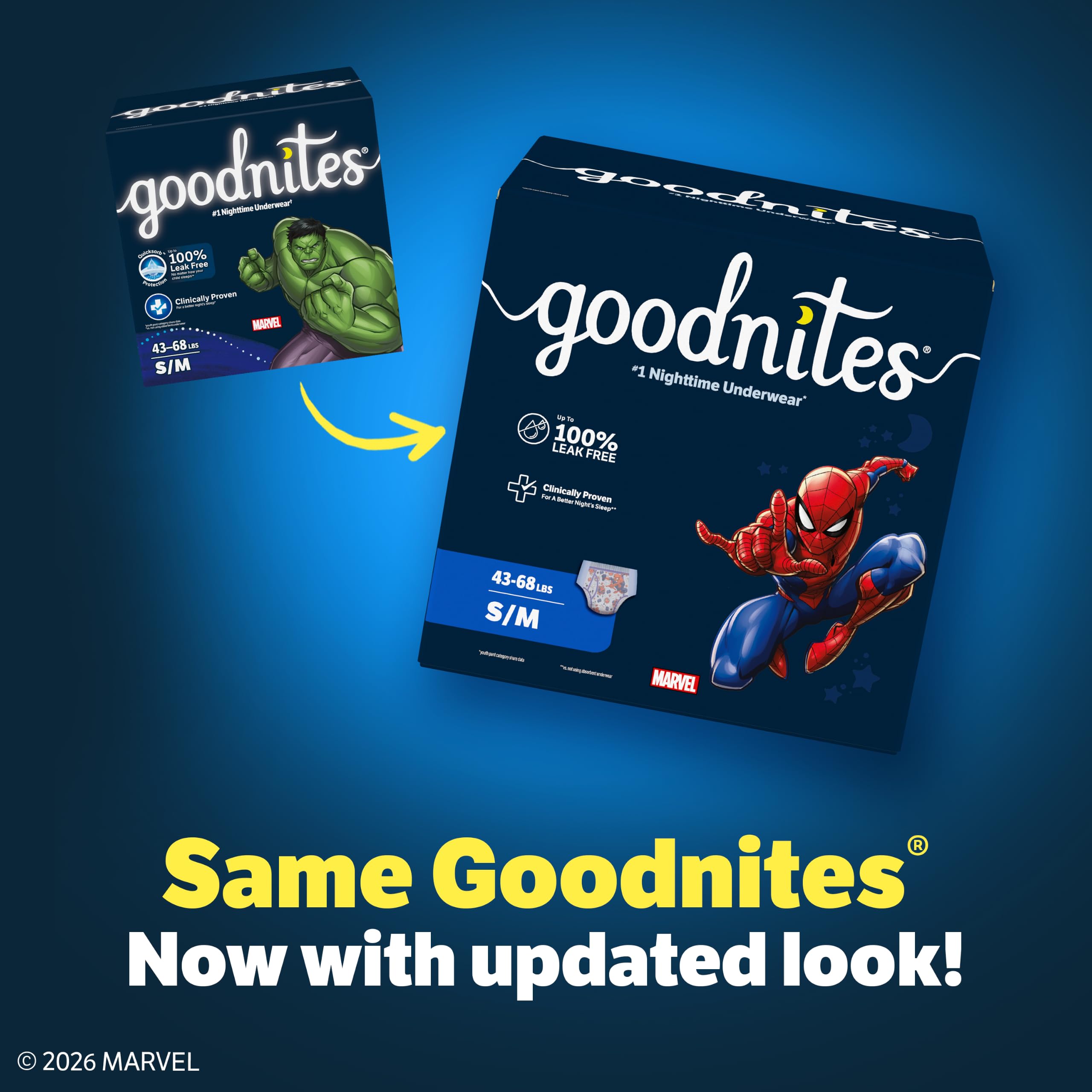 GoodNites vista lateral que muestra grosor del absorbente para confianza