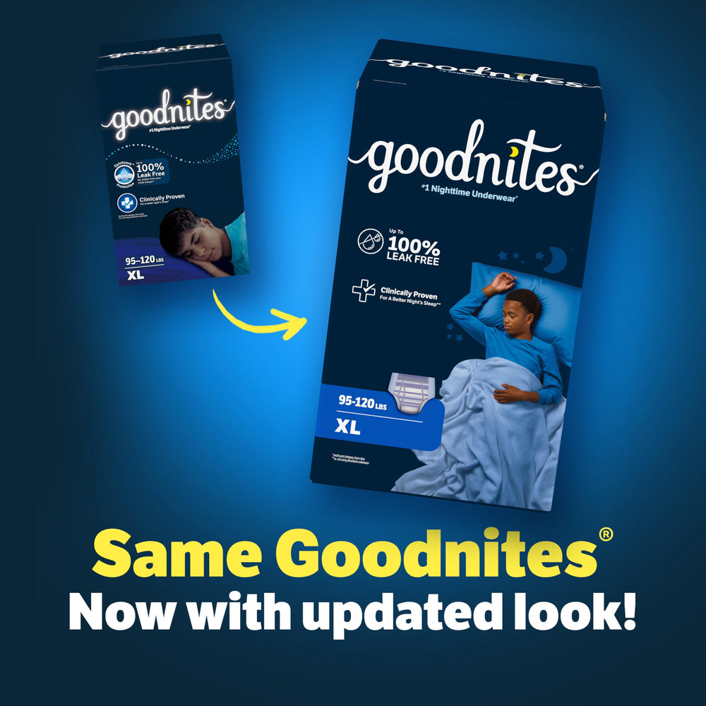 GoodNites detalle de zona absorbente delantera, protección dirigida para chicos