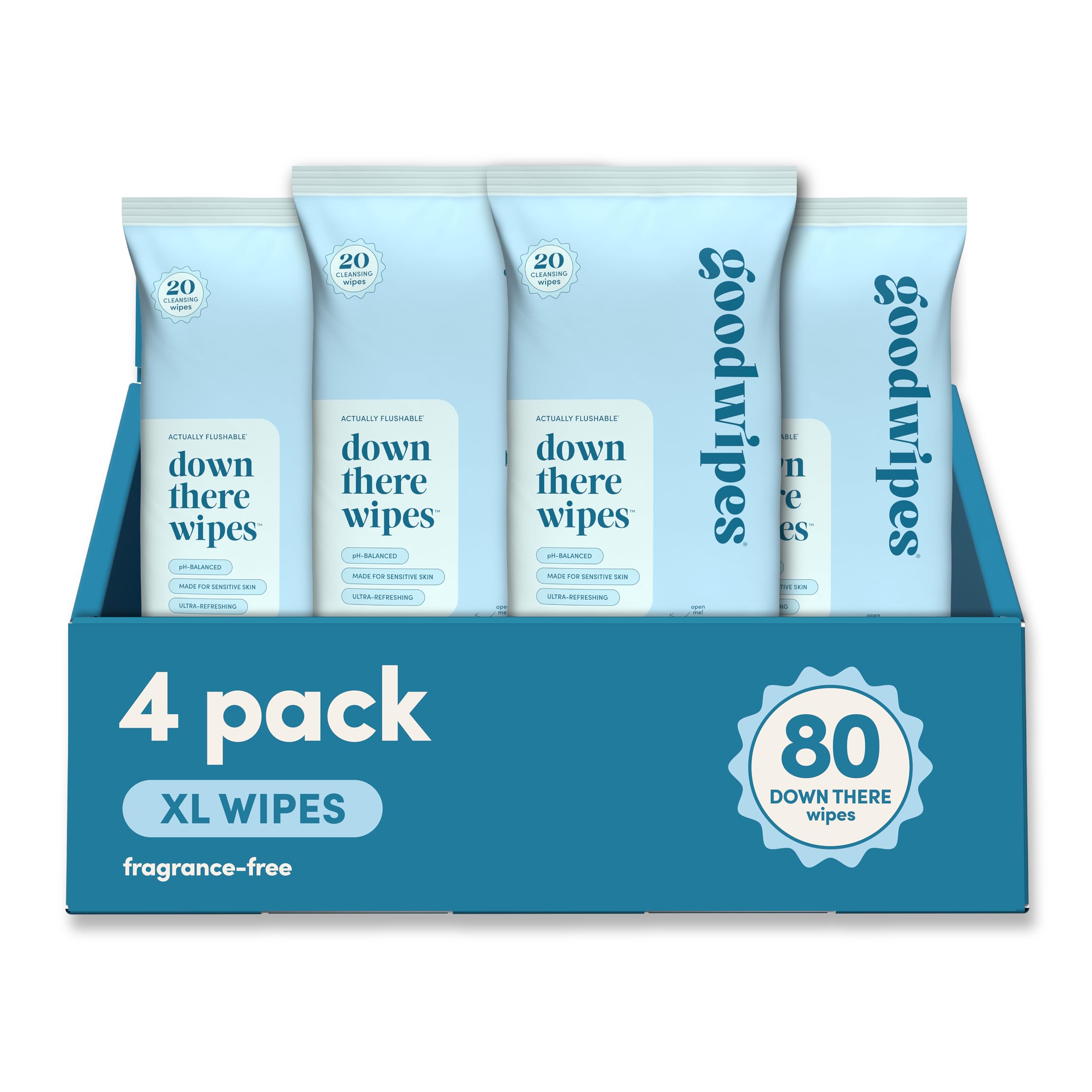 goodwipes paquete frontal mostrando diseño y práctico cierre resealable