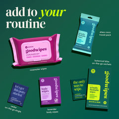goodwipes persona usando toallita en carretera para refrescar y eliminar sudor