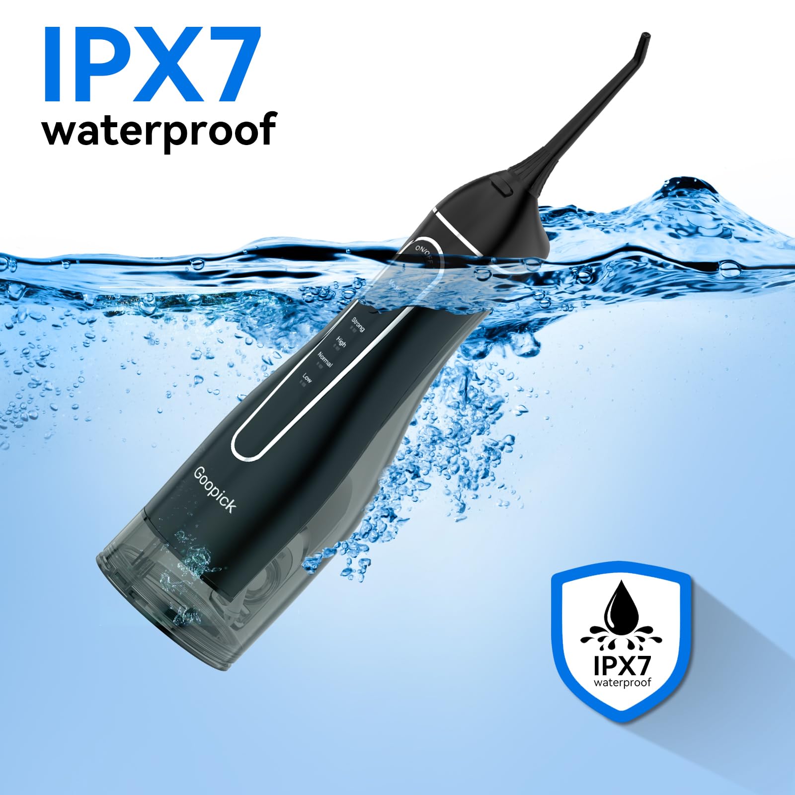 Goopick irrigador en uso demostrando limpieza interdental efectiva