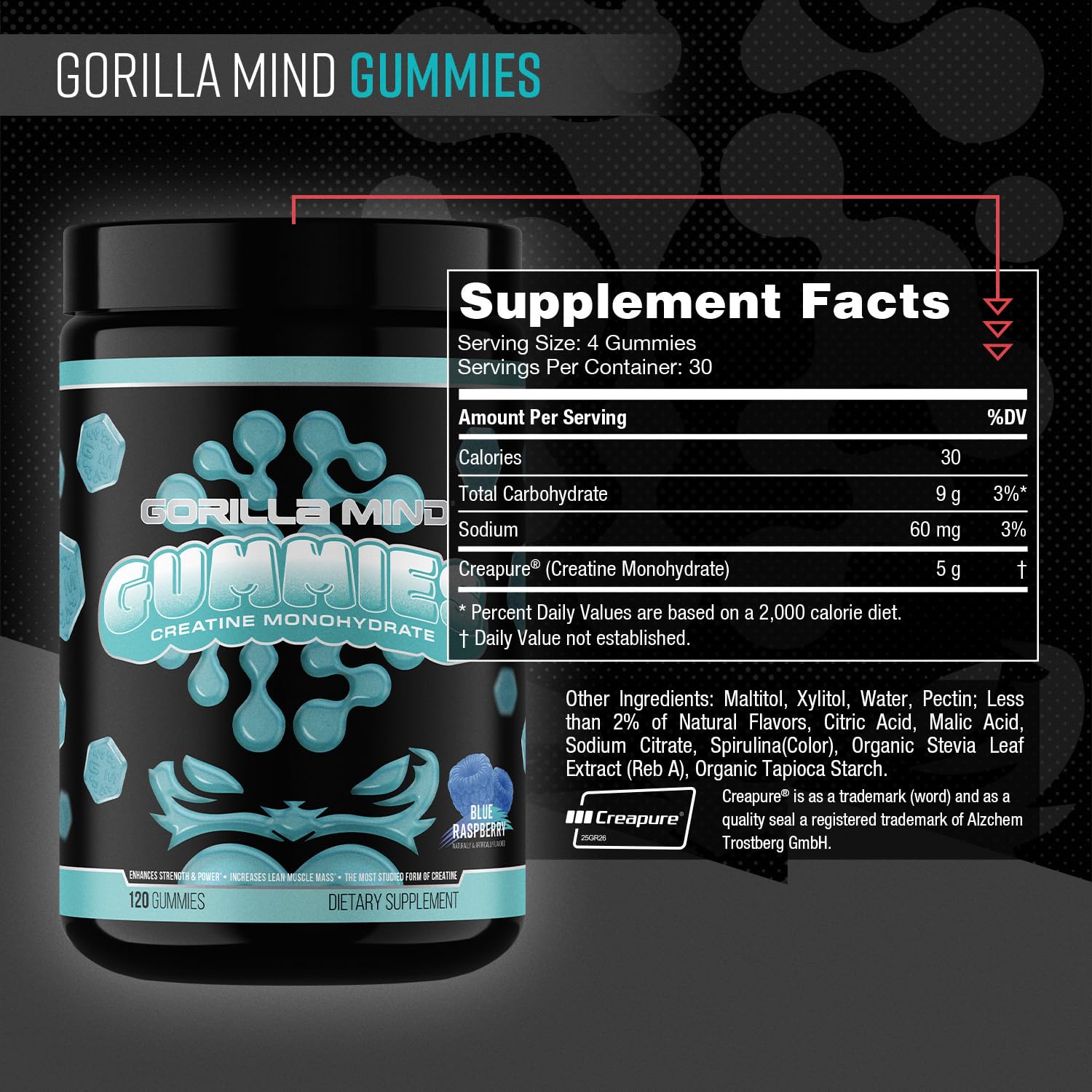 Gorilla Mind primer plano de textura gomosa para apreciar consistencia y facilidad de masticar